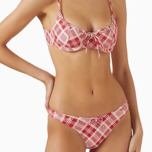 Frankie's Bikinis Red Plaid Underwire Bikini Set